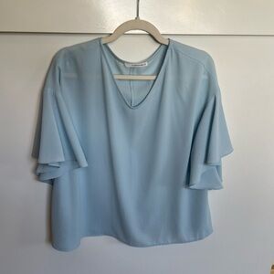 Caramela Preppy Baby Blue Drop Sleeve Blouse with Drop Neck Size Medium